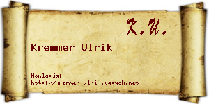 Kremmer Ulrik névjegykártya